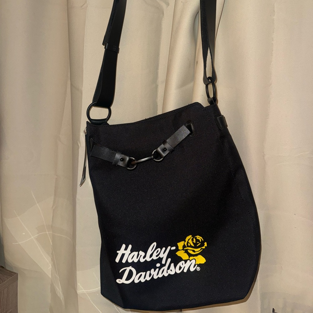Harley-Davidson Black and Yellow Shoulder Tote Bag